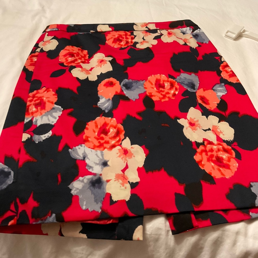 J. Crew Red Floral skirt